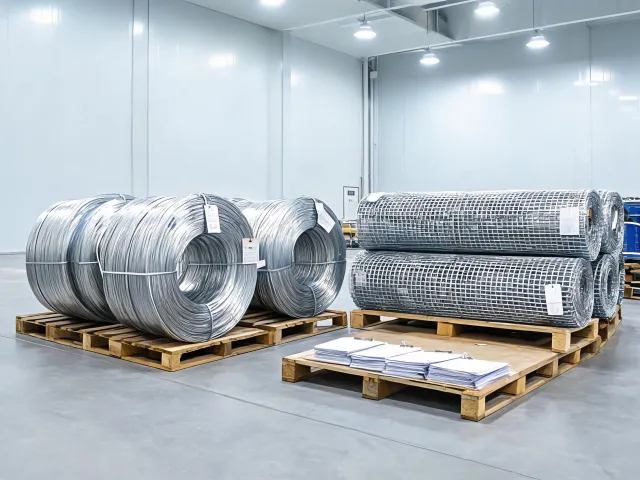 Wire coils prepared for documented shipment