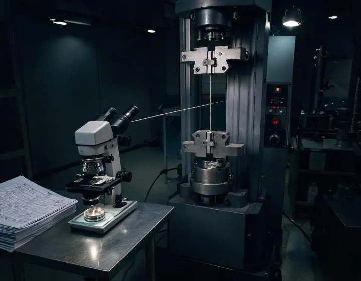 Metallurgical laboratory testing high tensile wire